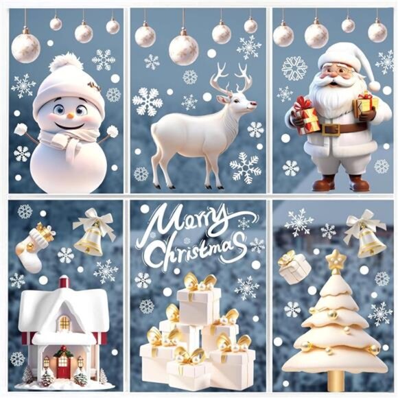 251PCS 3D Christmas Snowflake Window Clings - Holiday Decorations for Glass - Picture 2 of 8